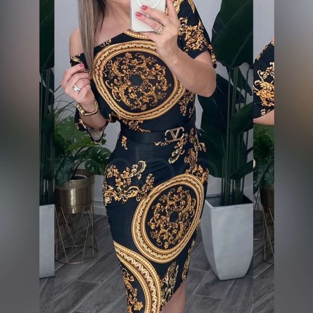 Brand New Maxine gold dress/stretchy